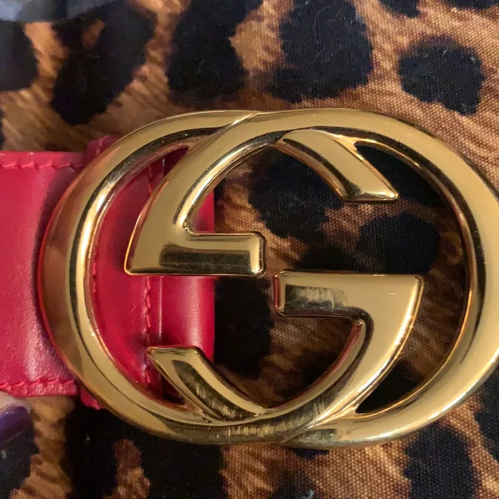 🔥 Stunning Iconic Gucci Red Leather & Gold GG Belt Vintage Gucci 75/30